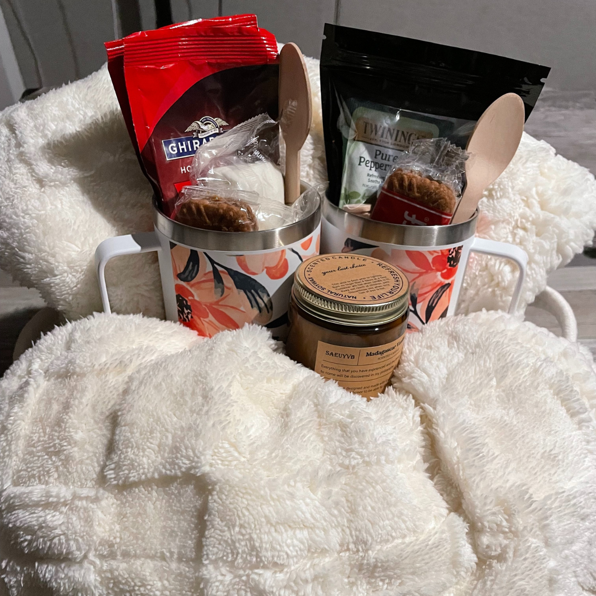 Large Gift Basket for two, Personalized Tumblers/Mug