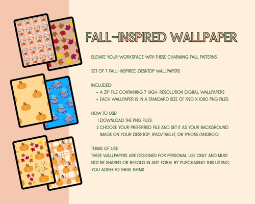 Fall-Inspired Wallpaper Bundle, Desktop & Tablet (Digital Download)