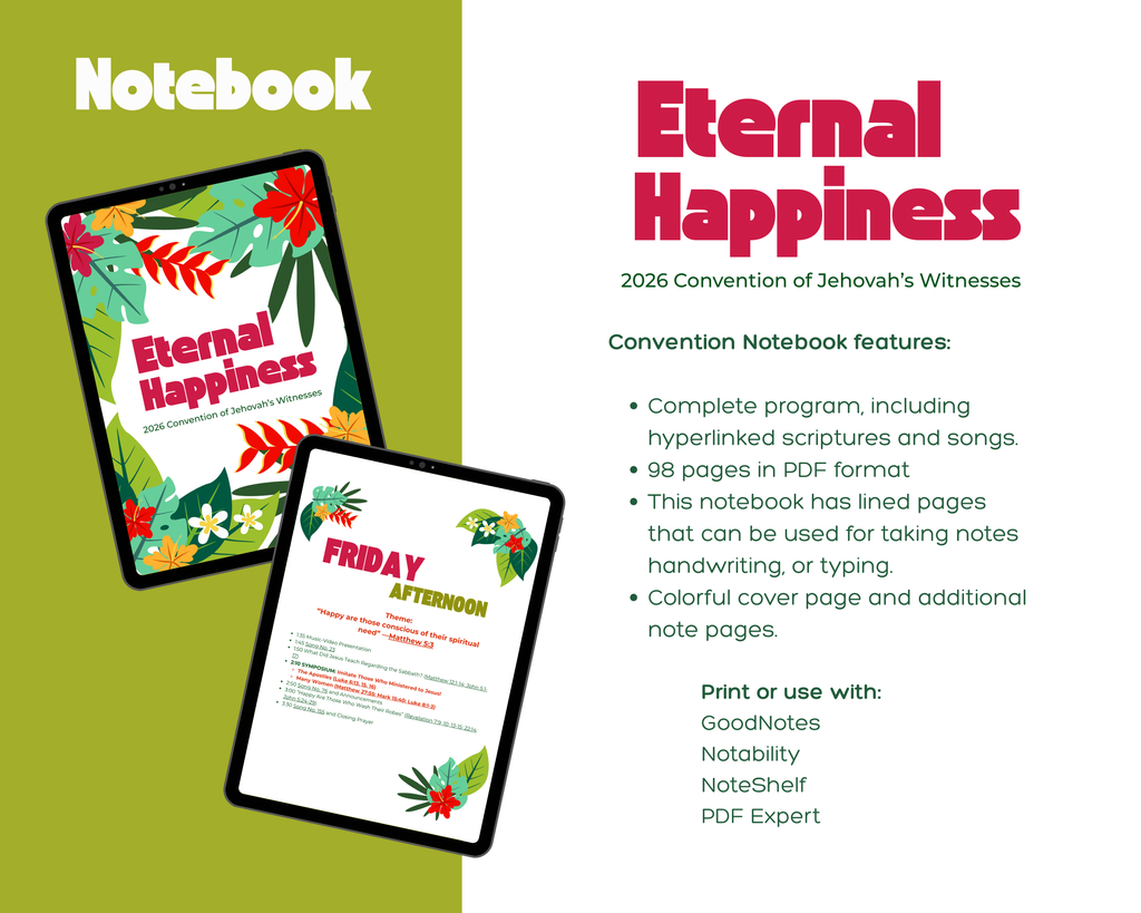 JW 2026 "Eternal Happiness" Tropical Themed Notebook