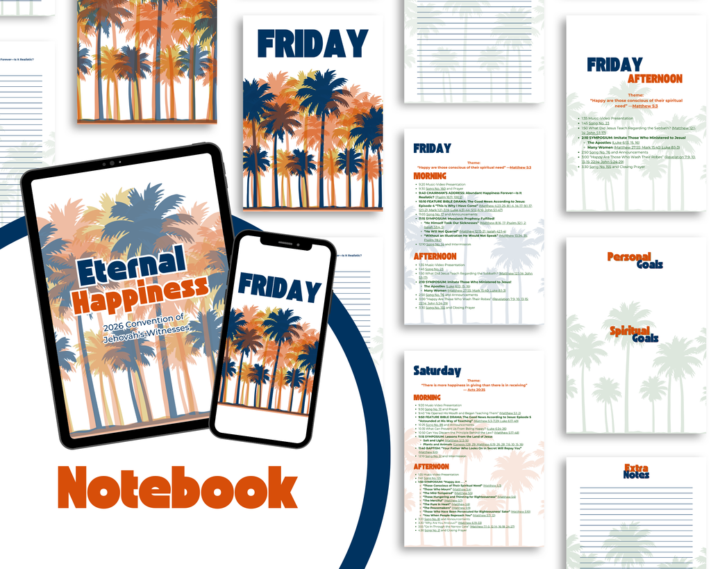 JW 2026 "Eternal Happiness" Palms Themed Notebook