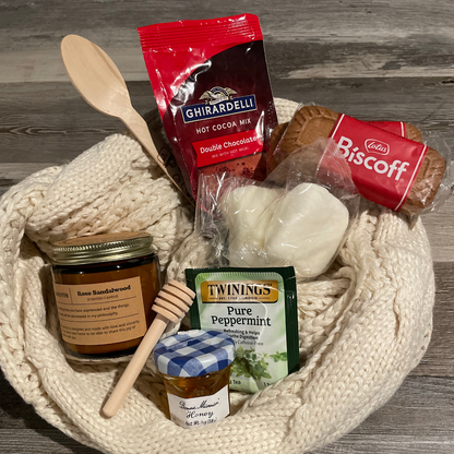 Warm Hugs Gift Basket with Personalized Tumbler/Mug