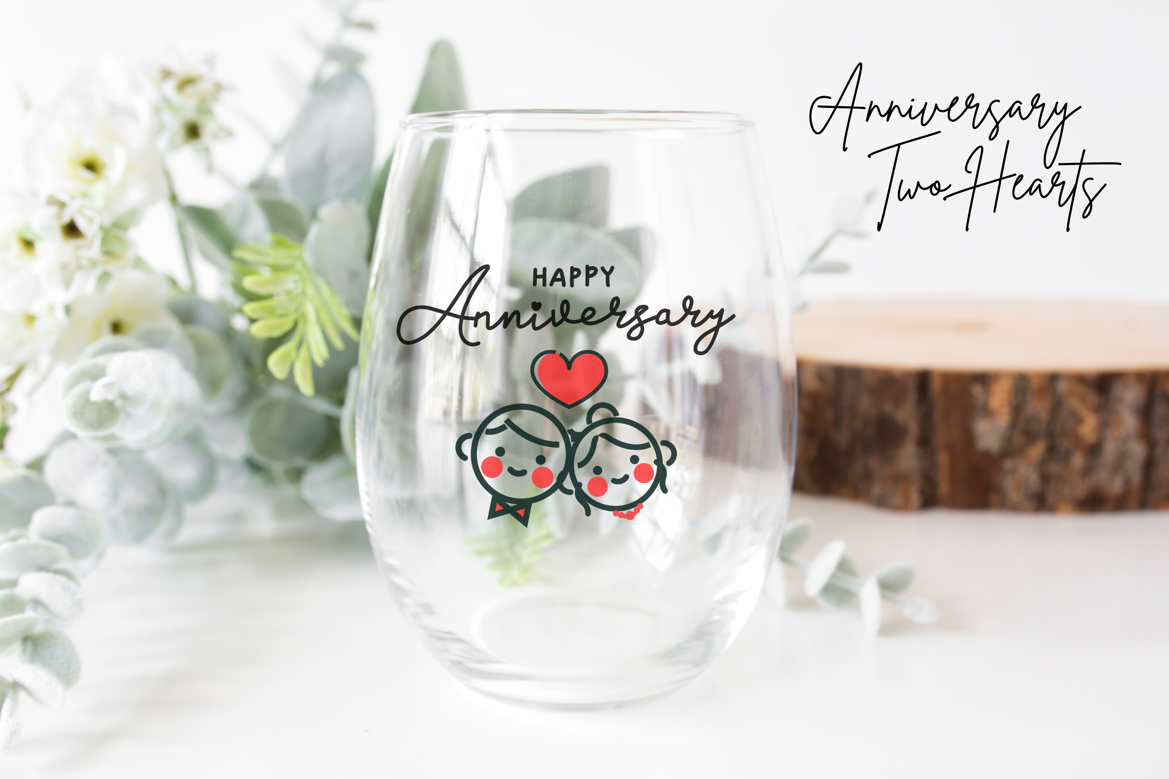 Stemless Wine Glass, Anniversary, Bridal, Wedding