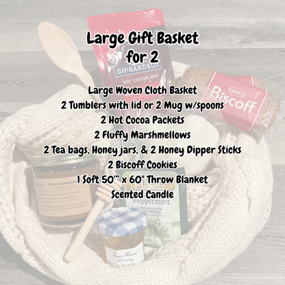 Large Gift Basket for two, Personalized Tumblers/Mug