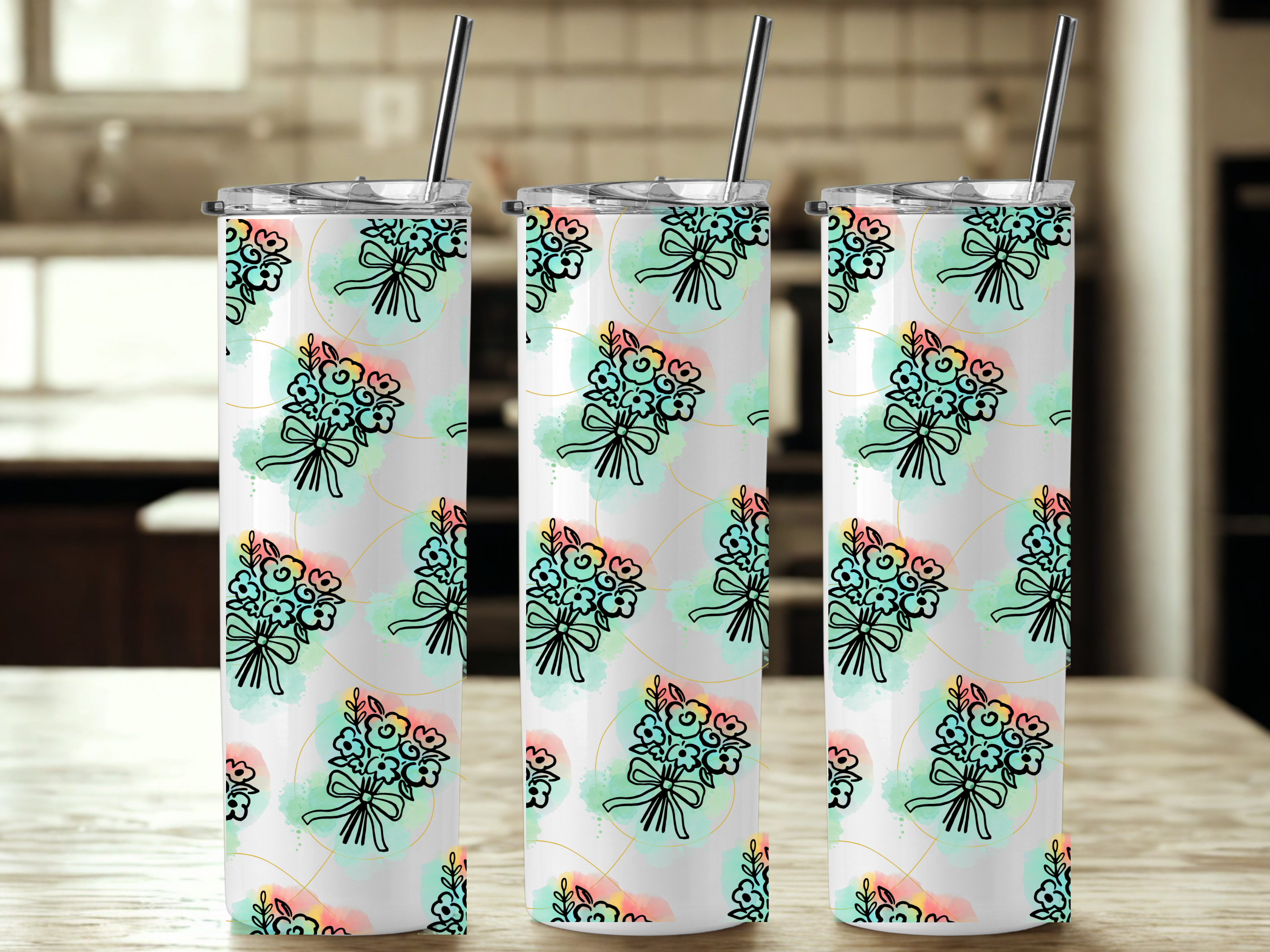 Pastel Flowers, Tumbler