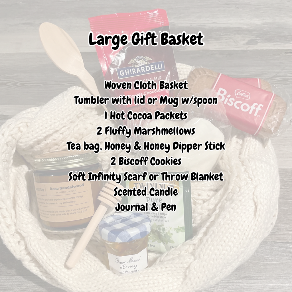 Warm Hugs Gift Basket with Personalized Tumbler/Mug