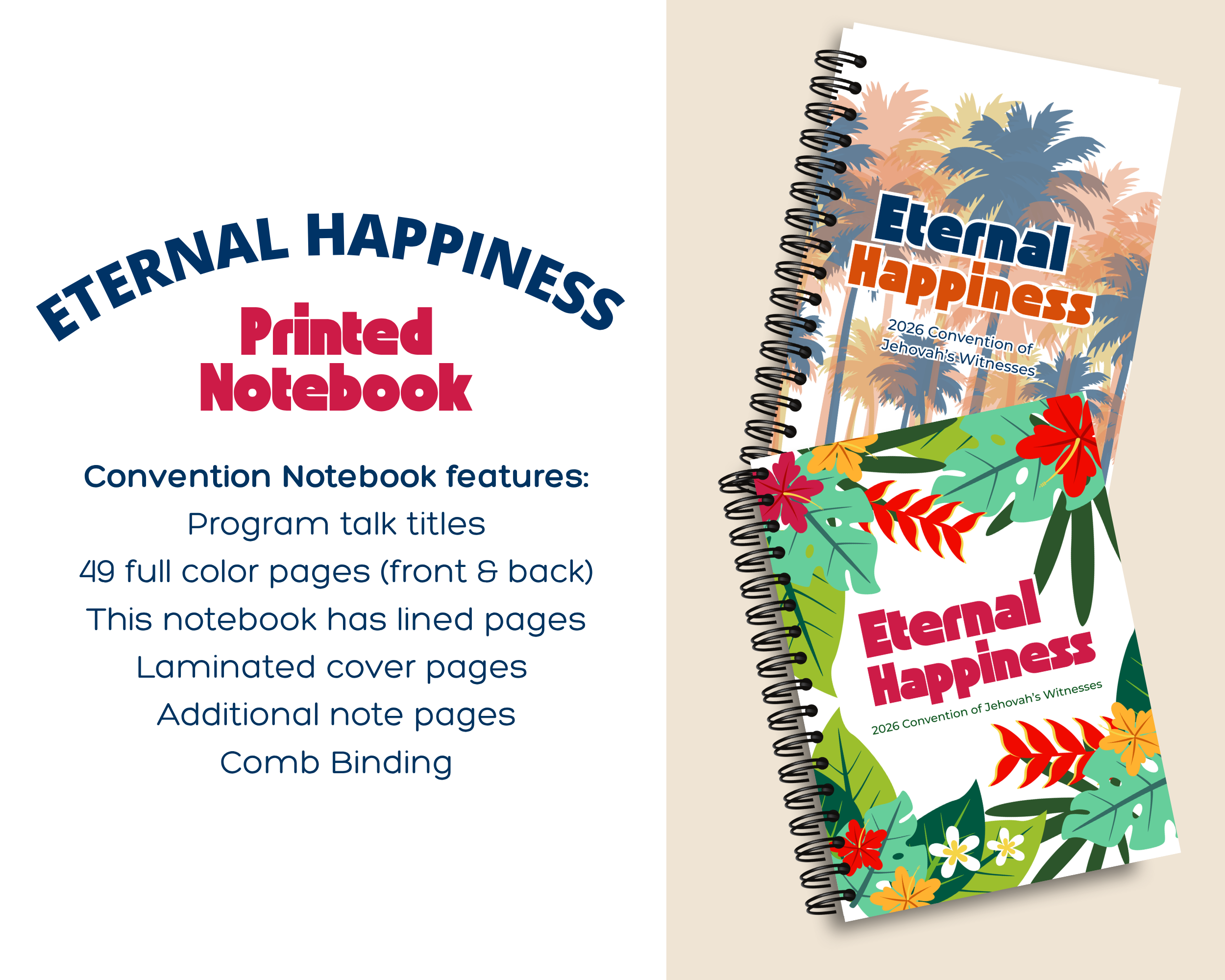 Eternal Happiness Lined Notebook - Printed & Comb-Bound