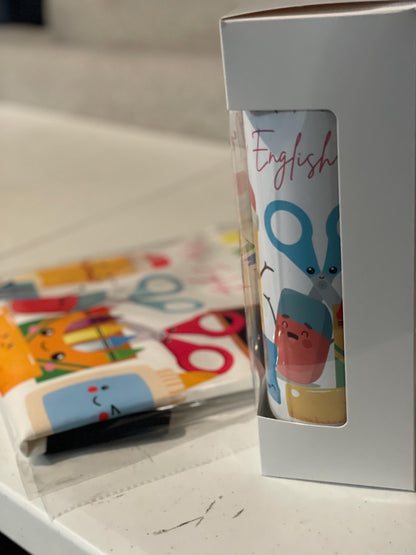 Cute Kawaii School Supplies Tote Bag & Tumbler, Personalized