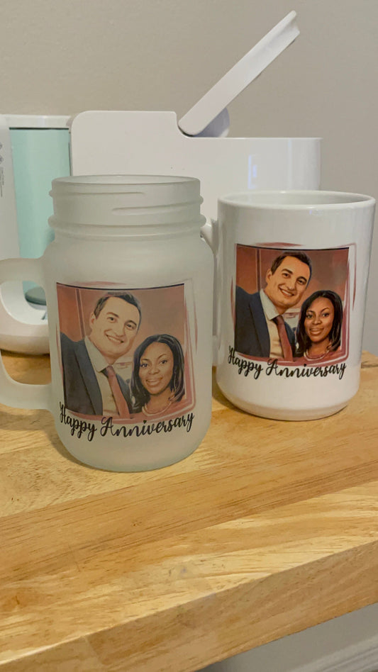 Anniversary mason jar and mug 